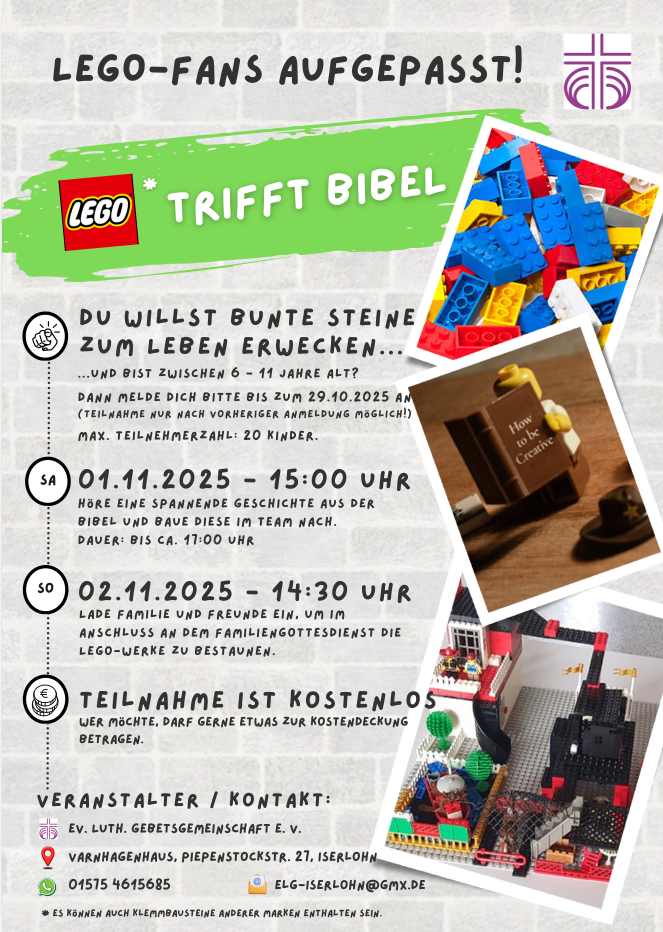 LEGO trifft Bibel
01.+02.11.2025
Iserlohn